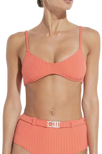 Solid & Striped Rachel Bikini Top In Coral Orange In Animal Print
