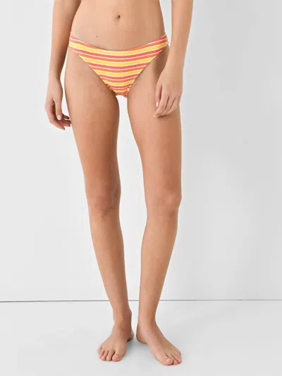 Solid & Striped Rachel Ribbed Bikini Bottom In Sorbet Stripe In Yellow