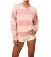 Solid & Striped Reva Cotton Sweater In Gelato Stripe Tutu Pink / Blush In Multi