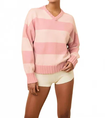 Solid & Striped Reva Cotton Sweater In Gelato Stripe Tutu Pink / Blush In Multi