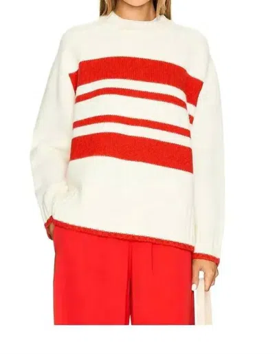 Solid & Striped Rhea Sweater In Brule & Apple Red In White