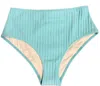 Solid & Striped Ribbed High Waisted Bikini Bottom In Fresh Air In Blue