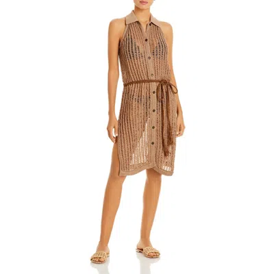 Solid & Striped Sawyer Womens Belted Midi Shirtdress In Brown