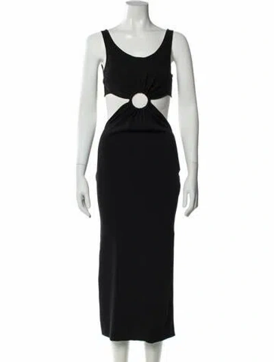 Pre-owned Solid & Striped Scoop Neck Long Dress In Black