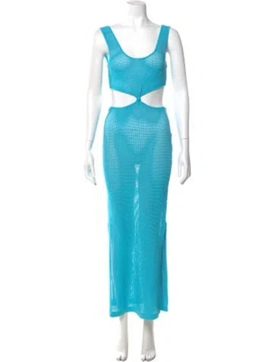 Pre-owned Solid & Striped Scoop Neck Long Dress In Blue