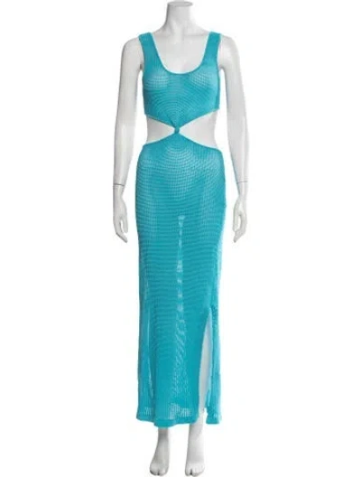 Pre-owned Solid & Striped Scoop Neck Long Dress In Blue