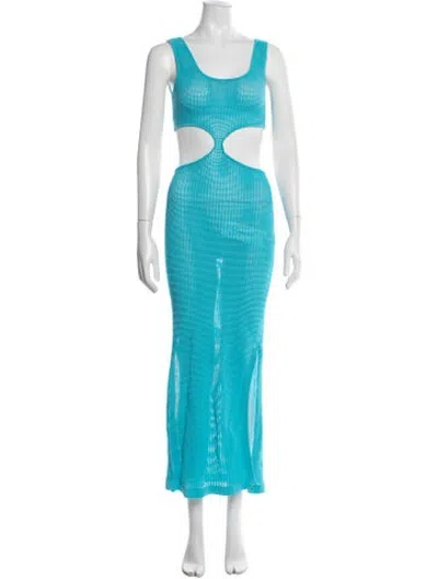 Pre-owned Solid & Striped Scoop Neck Long Dress In Blue
