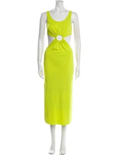 Pre-owned Solid & Striped Scoop Neck Long Dress In Green