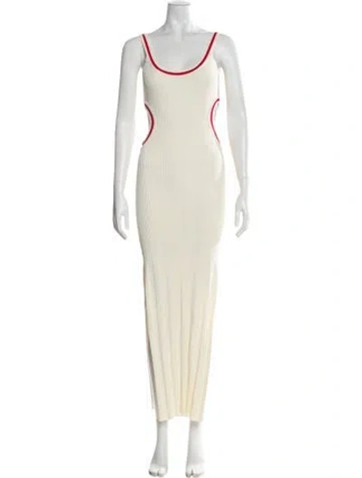 Pre-owned Solid & Striped Scoop Neck Long Dress In Neutral