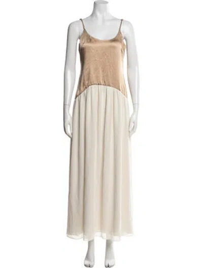 Pre-owned Solid & Striped Scoop Neck Long Dress In Neutral