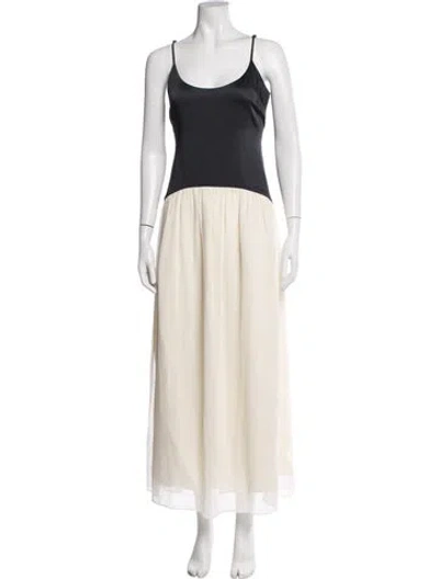 Pre-owned Solid & Striped Scoop Neck Long Dress In Neutrals