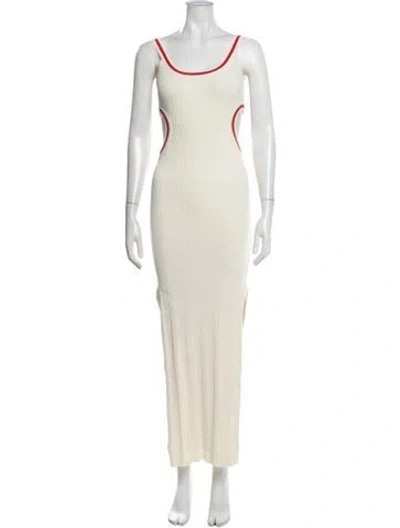 Pre-owned Solid & Striped Scoop Neck Long Dress In Neutrals