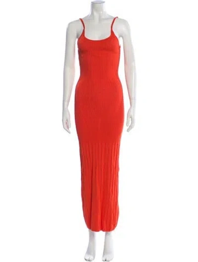 Pre-owned Solid & Striped Scoop Neck Long Dress In Orange