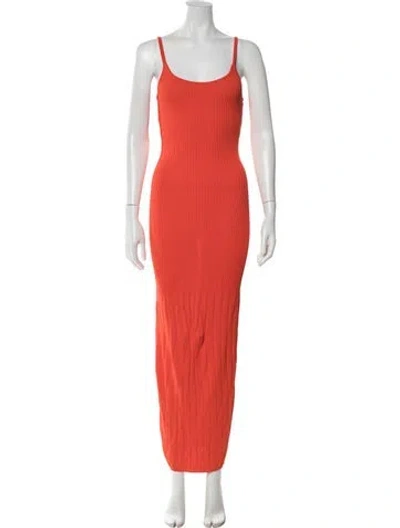 Pre-owned Solid & Striped Scoop Neck Long Dress In Orange