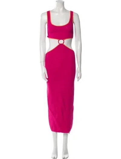 Pre-owned Solid & Striped Scoop Neck Long Dress In Pink