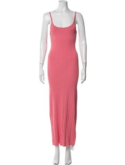Pre-owned Solid & Striped Scoop Neck Long Dress In Pink
