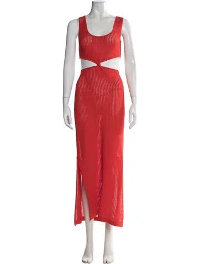 Pre-owned Solid & Striped Scoop Neck Long Dress In Red