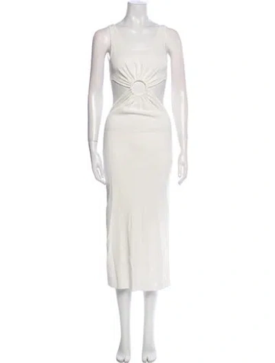 Pre-owned Solid & Striped Scoop Neck Long Dress In White