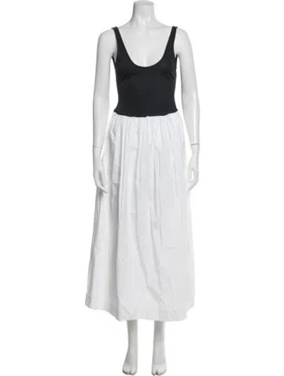 Pre-owned Solid & Striped Scoop Neck Long Dress In White