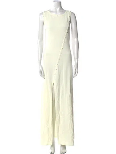 Pre-owned Solid & Striped Scoop Neck Long Dress In Yellow