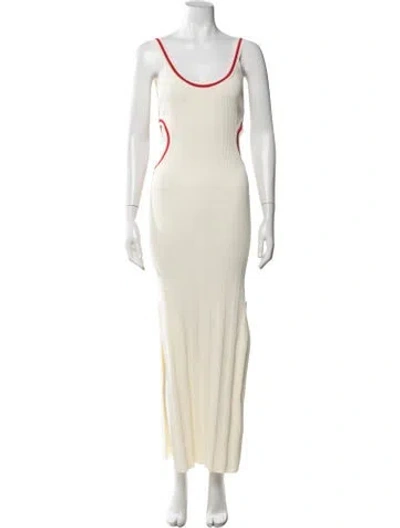 Pre-owned Solid & Striped Scoop Neck Long Dress In Yellow