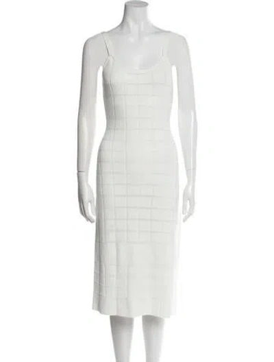 Pre-owned Solid & Striped Scoop Neck Midi Length Dress In Blue