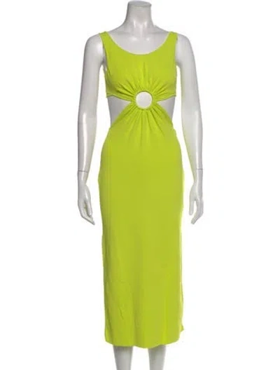 Pre-owned Solid & Striped Scoop Neck Midi Length Dress In Green