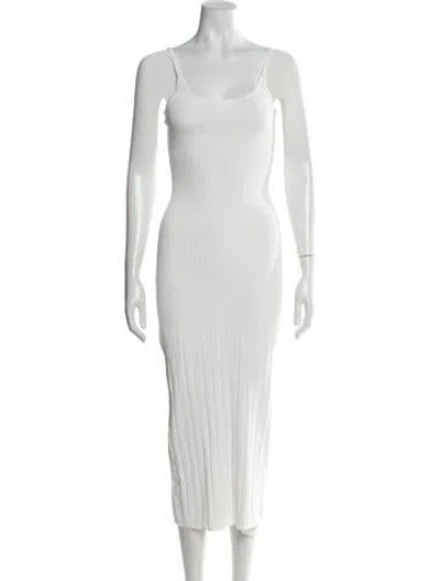 Pre-owned Solid & Striped Scoop Neck Midi Length Dress In Neutrals/white