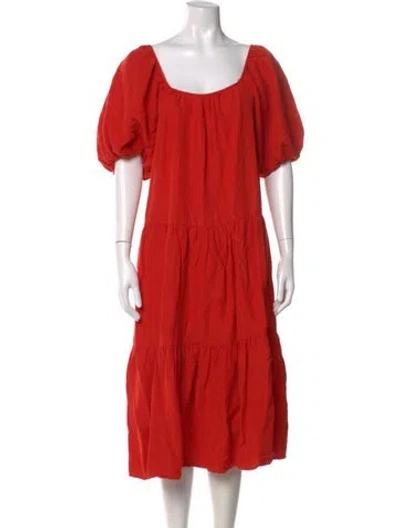 Pre-owned Solid & Striped Scoop Neck Midi Length Dress In Orange