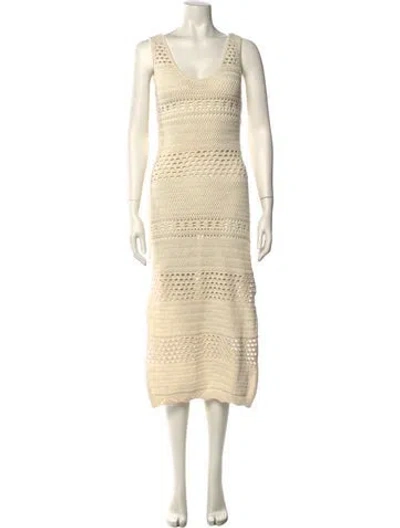 Pre-owned Solid & Striped Scoop Neck Midi Length Dress W/ Tags In Neutral