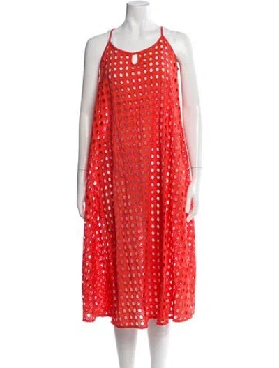 Pre-owned Solid & Striped Scoop Neck Midi Length Dress W/ Tags In Red