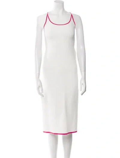 Pre-owned Solid & Striped Scoop Neck Midi Length Dress In White