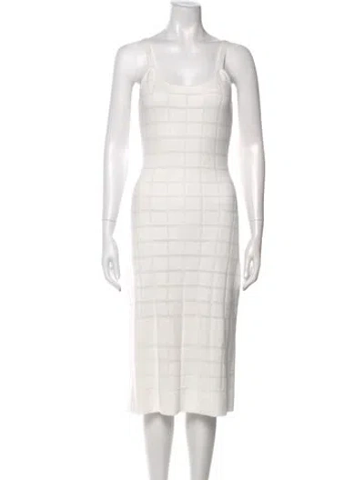 Pre-owned Solid & Striped Scoop Neck Midi Length Dress In White