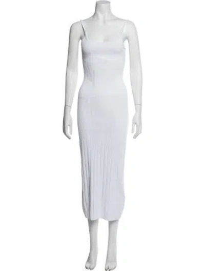 Pre-owned Solid & Striped Scoop Neck Midi Length Dress In White