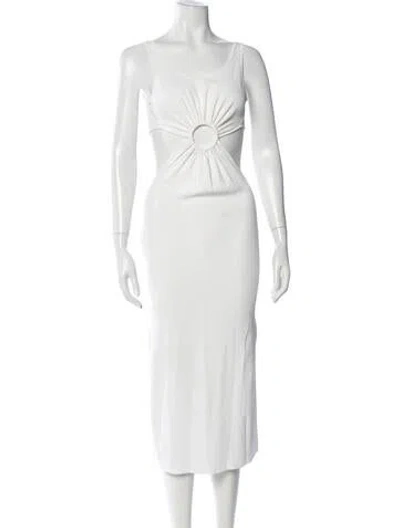 Pre-owned Solid & Striped Scoop Neck Midi Length Dress In White