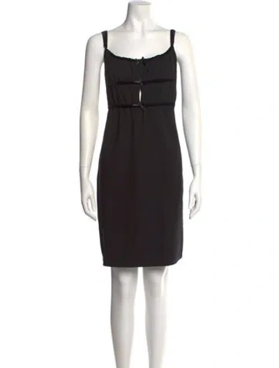 Pre-owned Solid & Striped Scoop Neck Mini Dress In Black