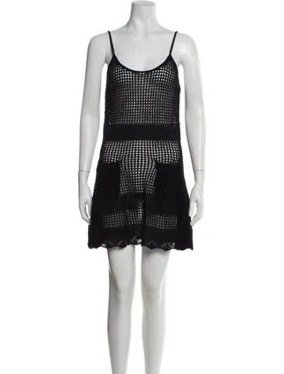Pre-owned Solid & Striped Scoop Neck Mini Dress In Black