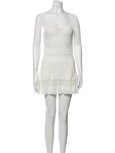 Pre-owned Solid & Striped Scoop Neck Mini Dress In Neutrals/white
