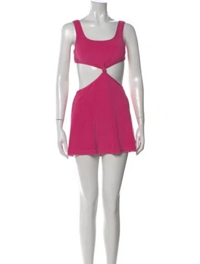 Pre-owned Solid & Striped Scoop Neck Mini Dress In Pink