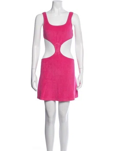 Pre-owned Solid & Striped Scoop Neck Mini Dress In Pink