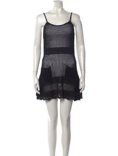 Pre-owned Solid & Striped Scoop Neck Mini Dress W/ Tags In Black