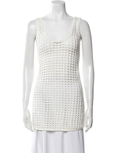 Pre-owned Solid & Striped Scoop Neck Sleeveless Top In White