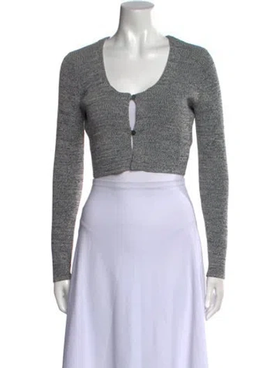 Pre-owned Solid & Striped Scoop Neck Sweater In Silver