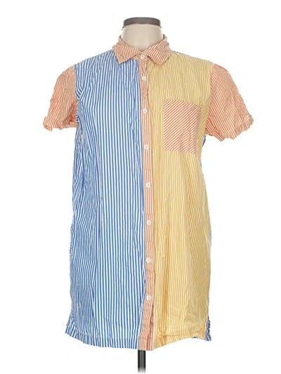 Pre-owned Solid & Striped Short Sleeve Button Down Shirt In Yellow