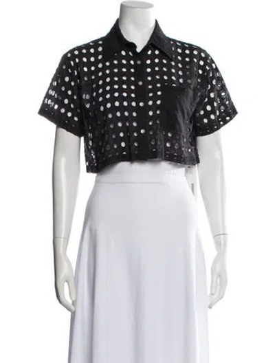 Pre-owned Solid & Striped Short Sleeve Crop Top In Black