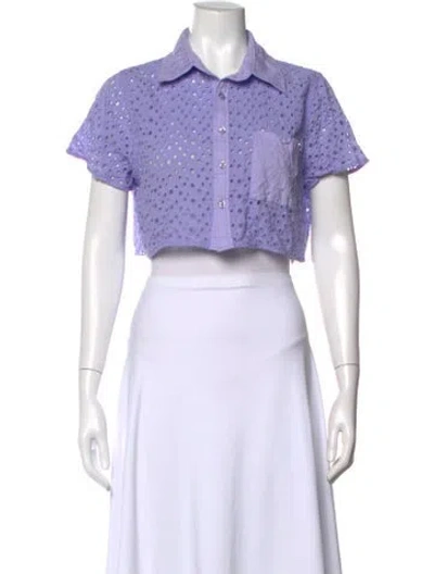 Pre-owned Solid & Striped Short Sleeve Crop Top In Purple