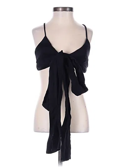 Pre-owned Solid & Striped Sleeveless Blouse In Black