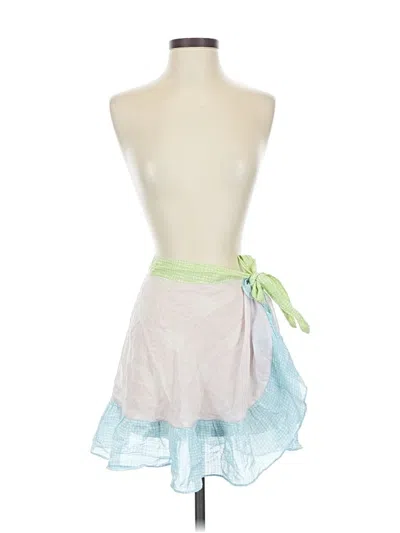 Pre-owned Solid & Striped Sleeveless Top Green Halter Neckline Tops