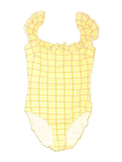 Pre-owned Solid & Striped Sleeveless Top Yellow Square Neckline Tops