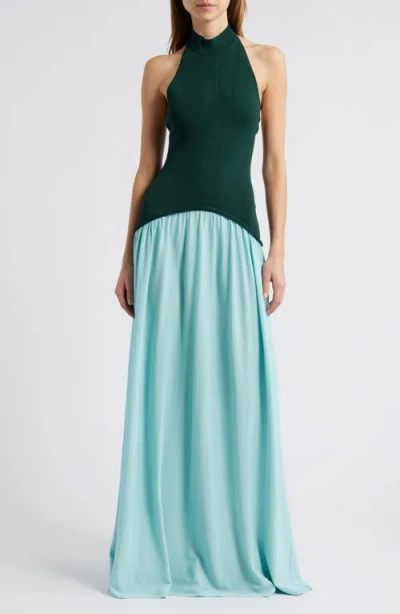 Solid & Striped Soglio Colorblock Halter Maxi Dress
